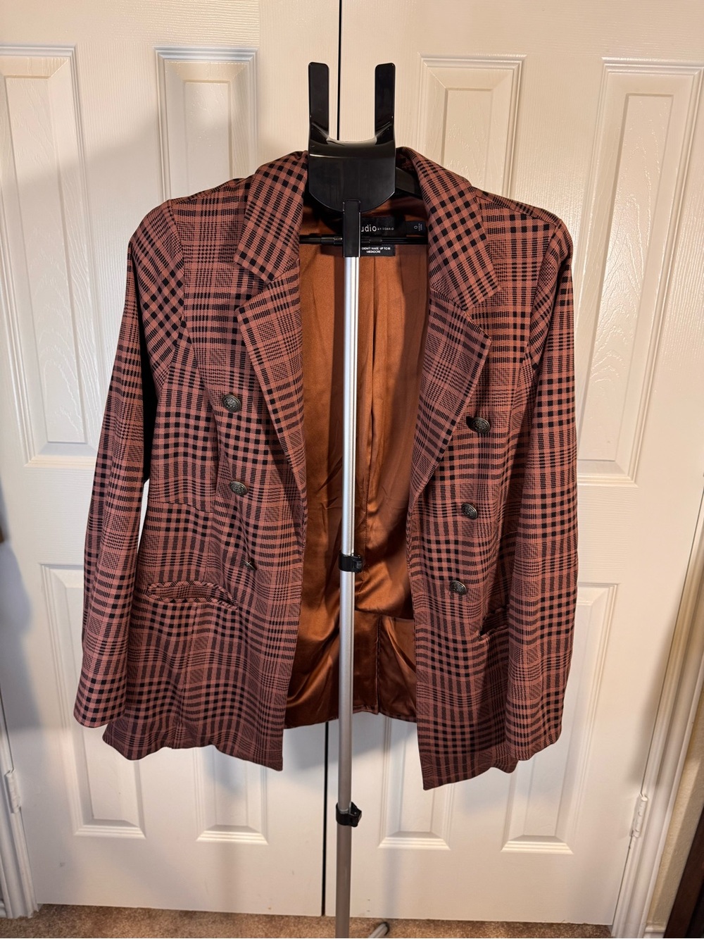 Torrid Rust Plaid Double-Breasted Blazer